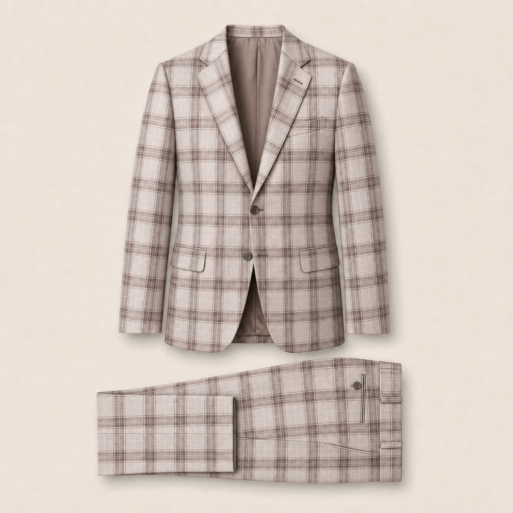 T1105 two-piece suit — Cream merino wool