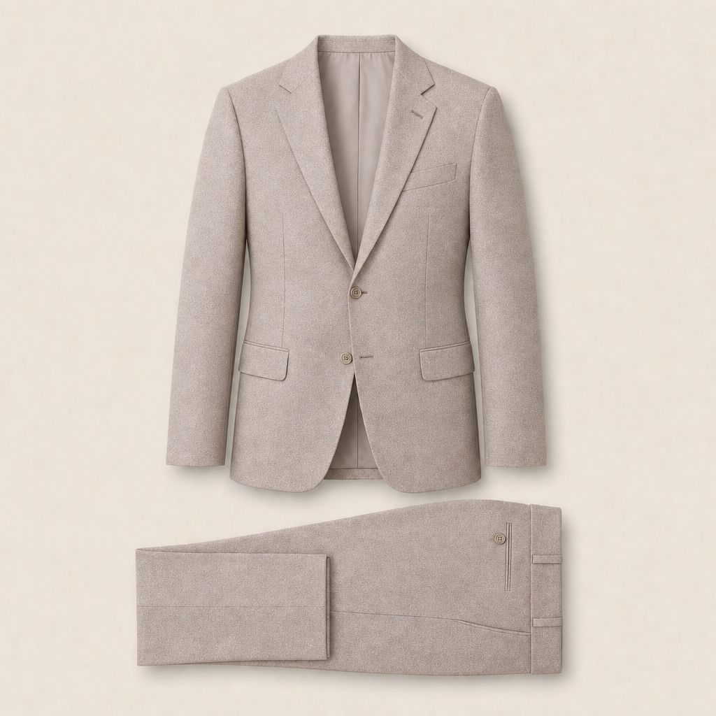 T1106 two-piece suit — Sand Beige merino wool