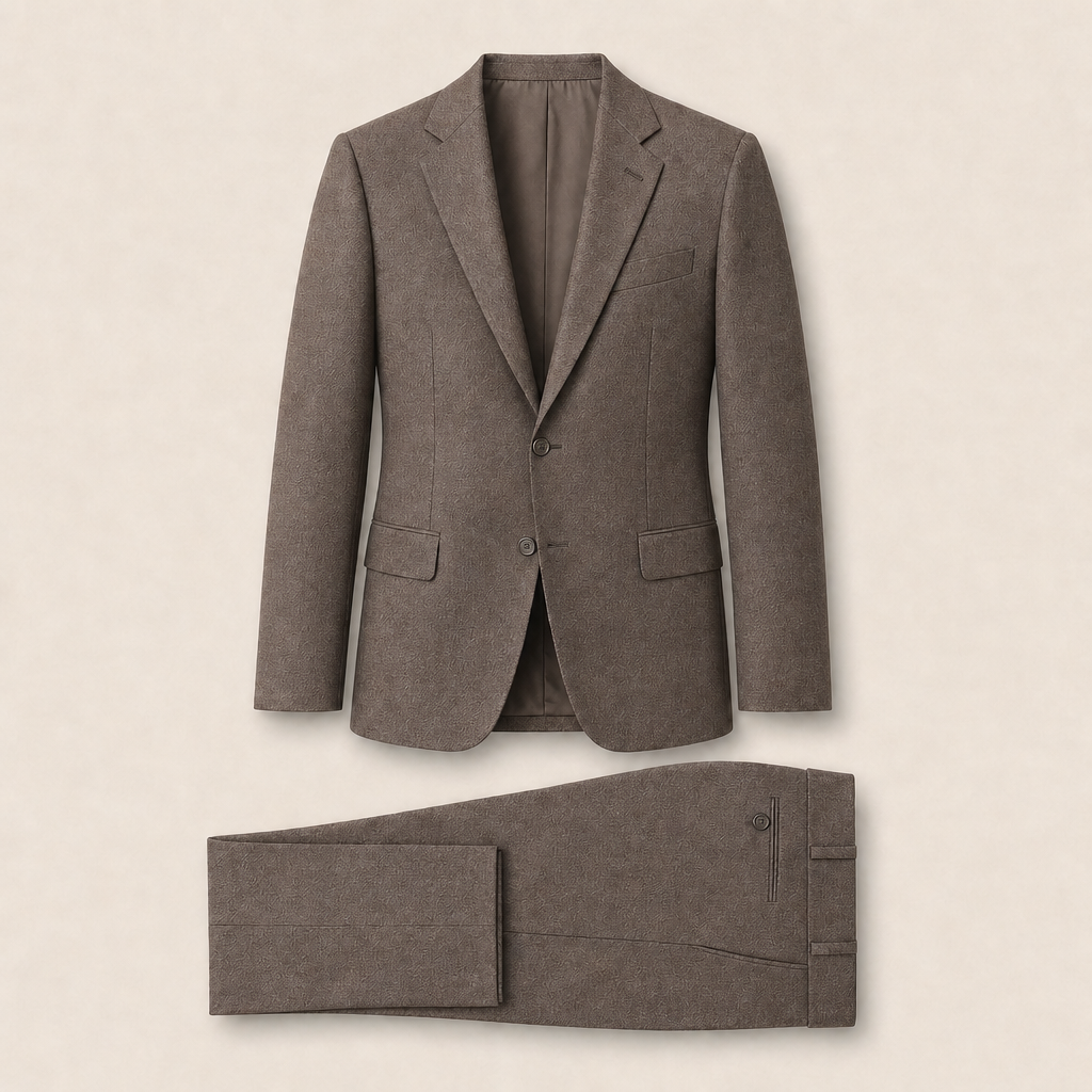 T2704 two-piece suit — Brown merino wool