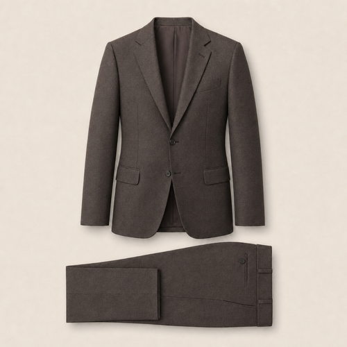 T2705 two-piece suit — Dark Brown merino wool