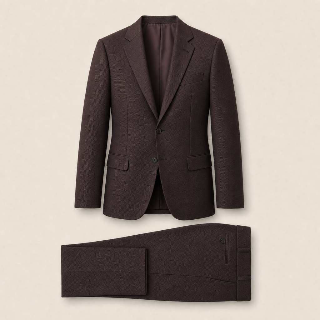 T2706 two-piece suit — Dark Brown merino wool