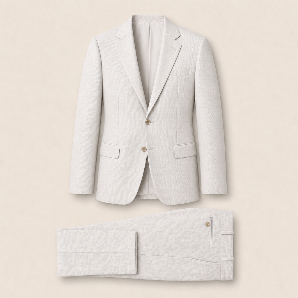 T2708 two-piece suit — Cream merino wool