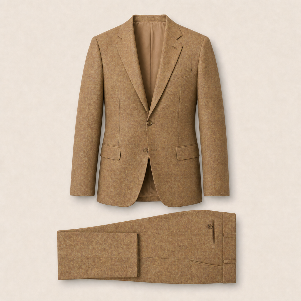 T3902 two-piece suit — Tan merino wool