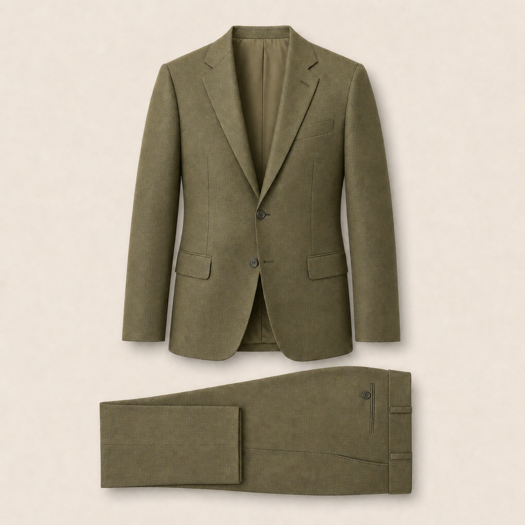 T3903 two-piece suit — Sage Green merino wool