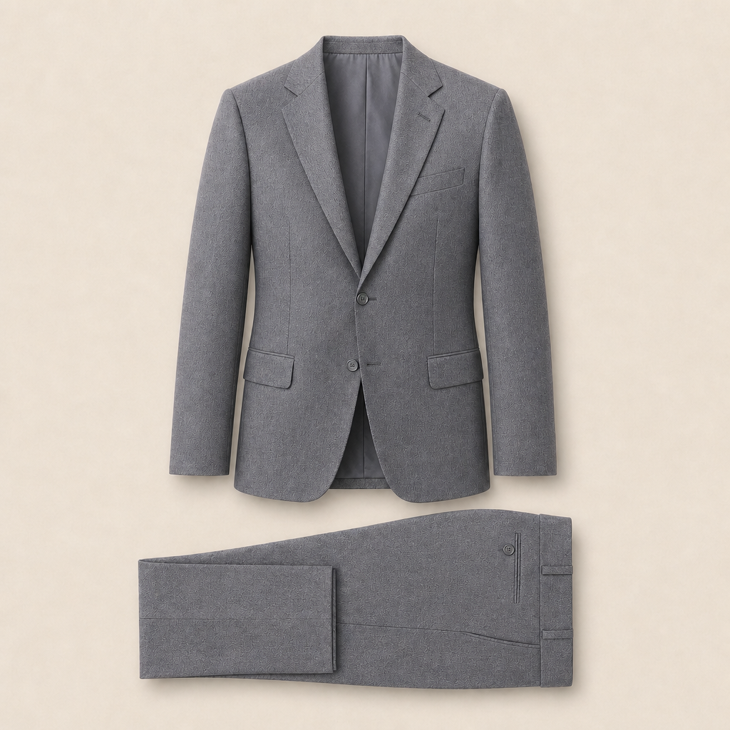 T4507 two-piece suit — Light Gray merino wool