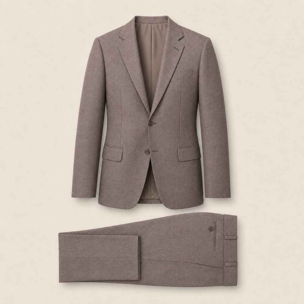 T4510 two-piece suit — Taupe merino wool