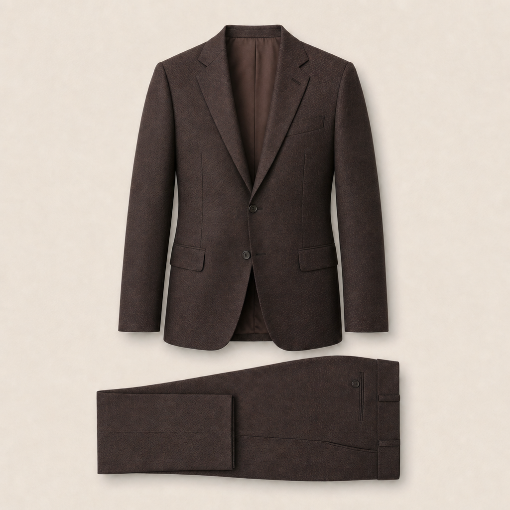 T4512 two-piece suit — Dark Brown merino wool