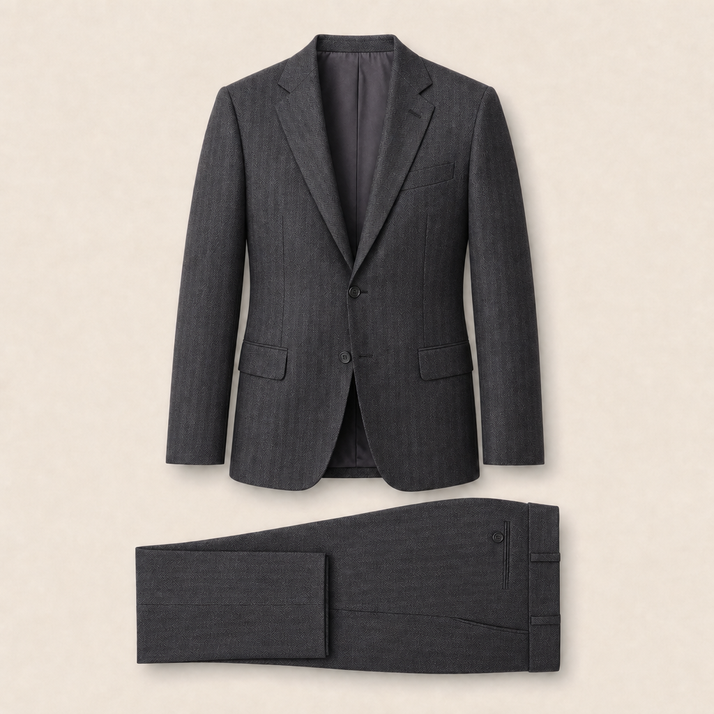 T4521 two-piece suit — Dark Gray merino wool