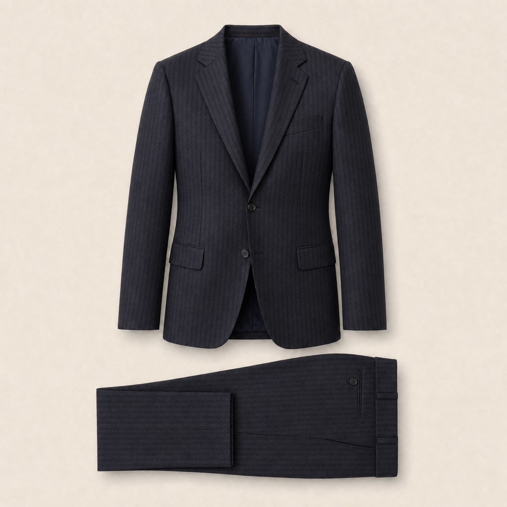 T4522 two-piece suit — Black merino wool