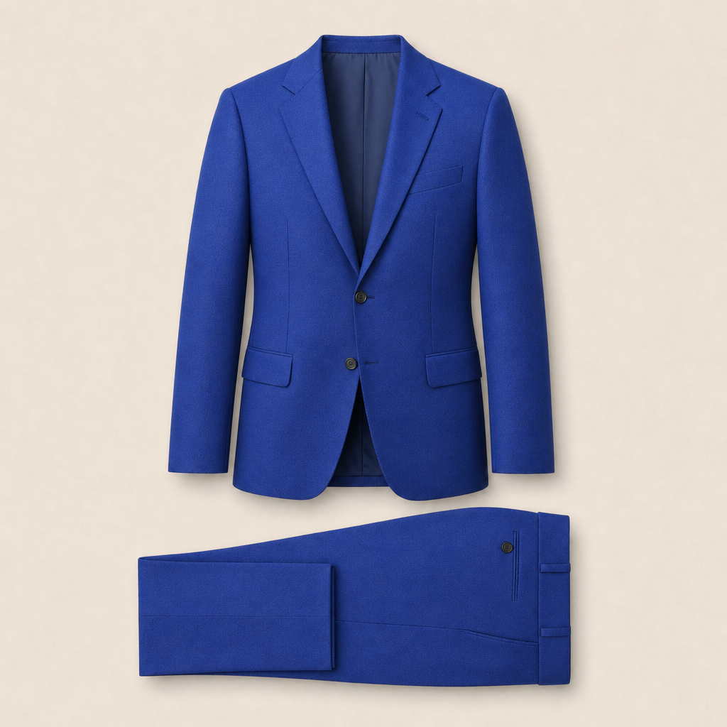 T6743 two-piece suit — Blue merino wool