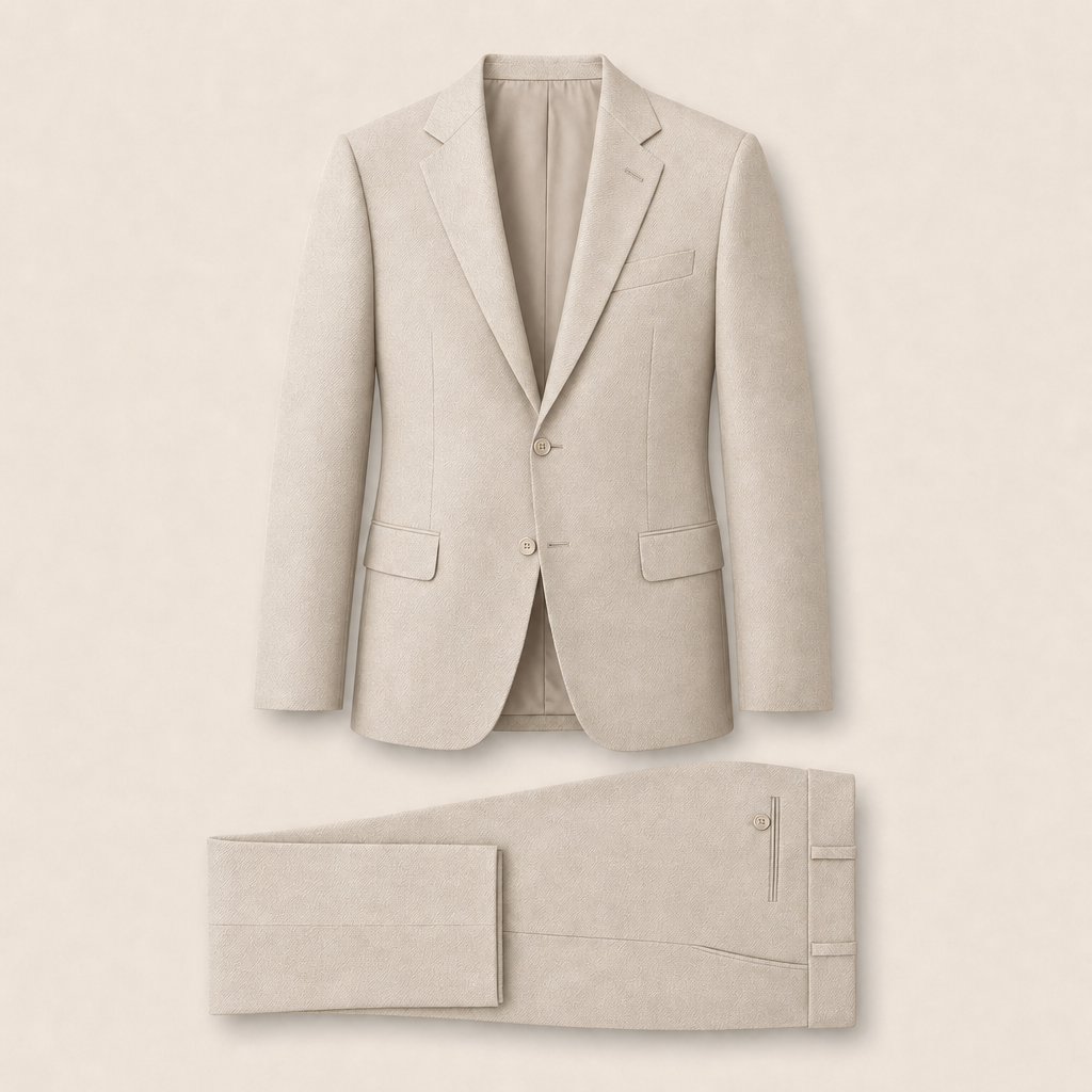 T6749 two-piece suit — Light Gray merino wool