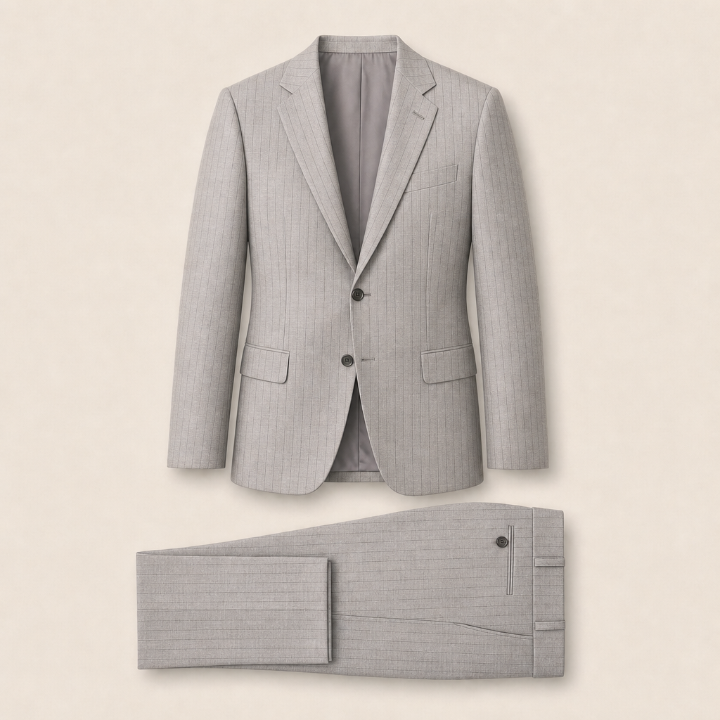 T7300 two-piece suit — Light Gray merino wool