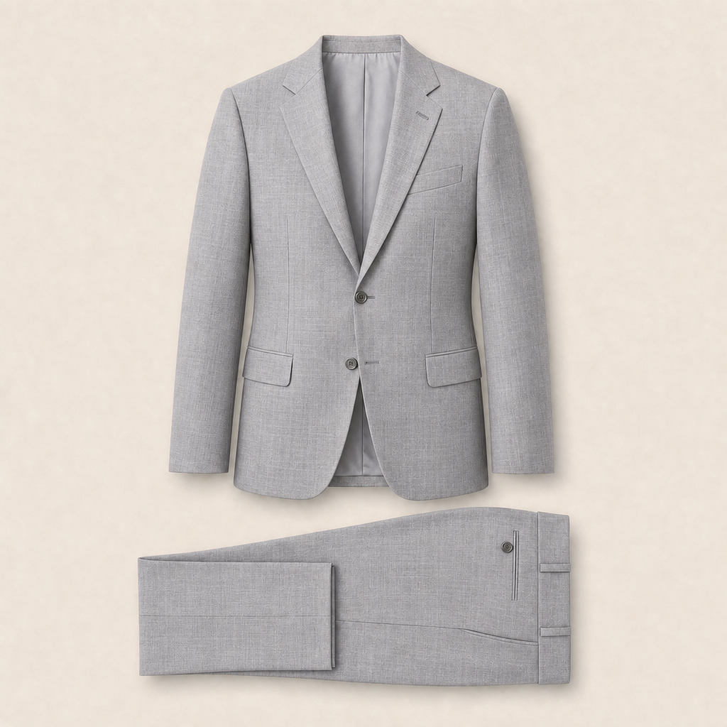 T7305 two-piece suit — Cream merino wool