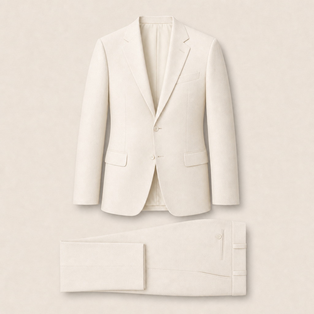 T7308 two-piece suit — Cream merino wool