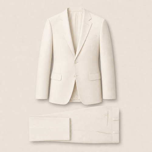 T7308 two-piece suit — Cream merino wool