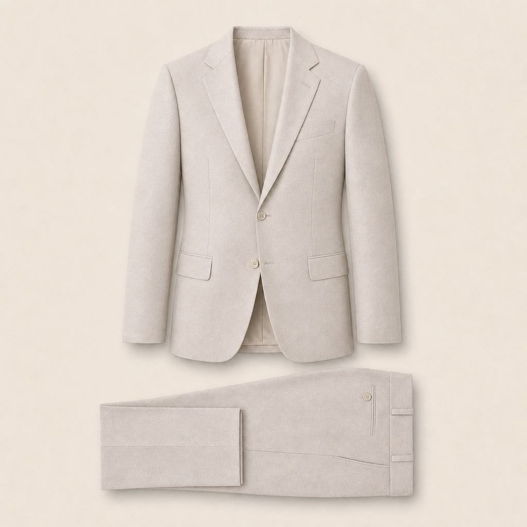 T7309 two-piece suit — Tan merino wool