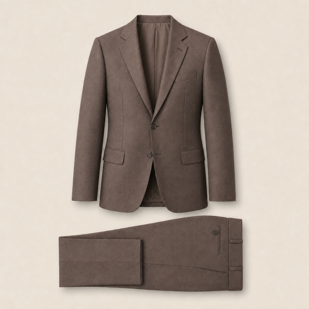 T7311 two-piece suit — Brown merino wool
