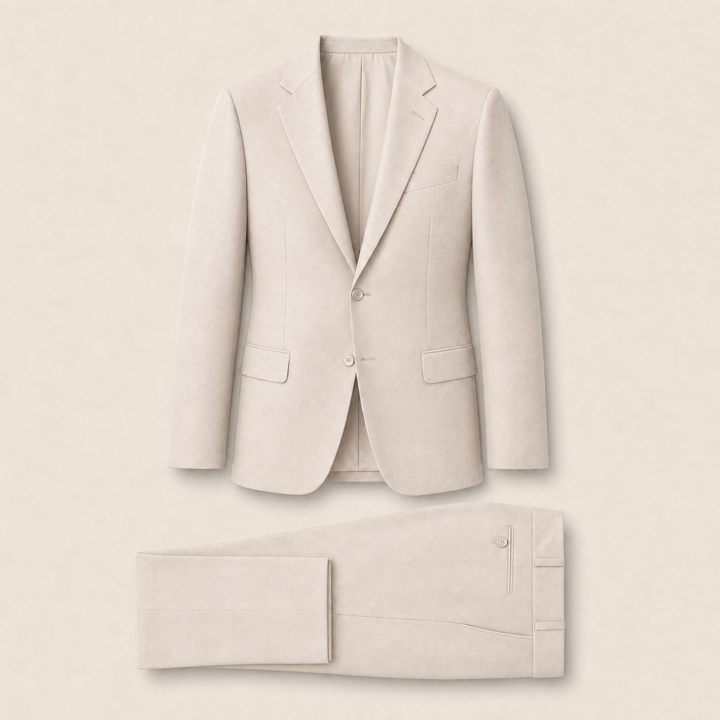 T7312 two-piece suit — Tan merino wool