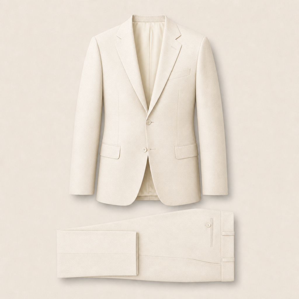 T7313 two-piece suit — Ivory merino wool