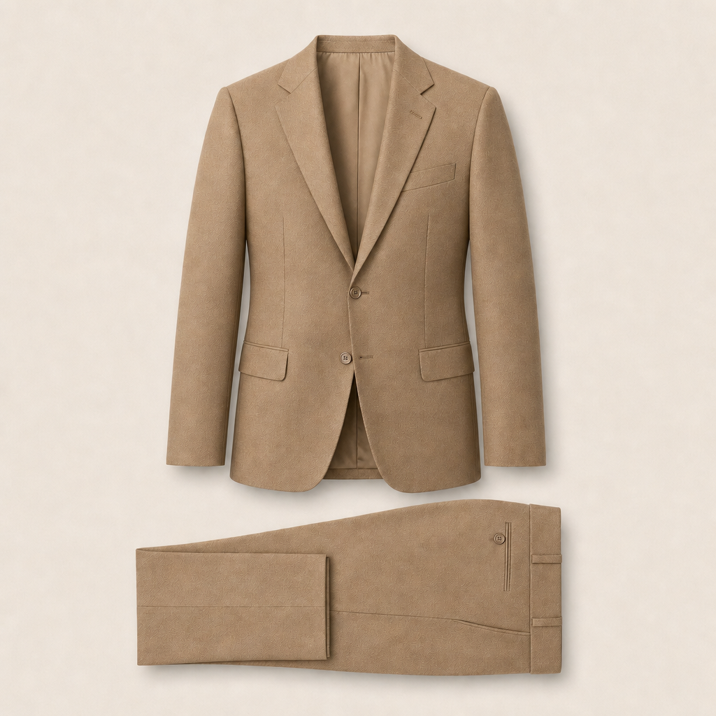 T7314 two-piece suit — Camel merino wool
