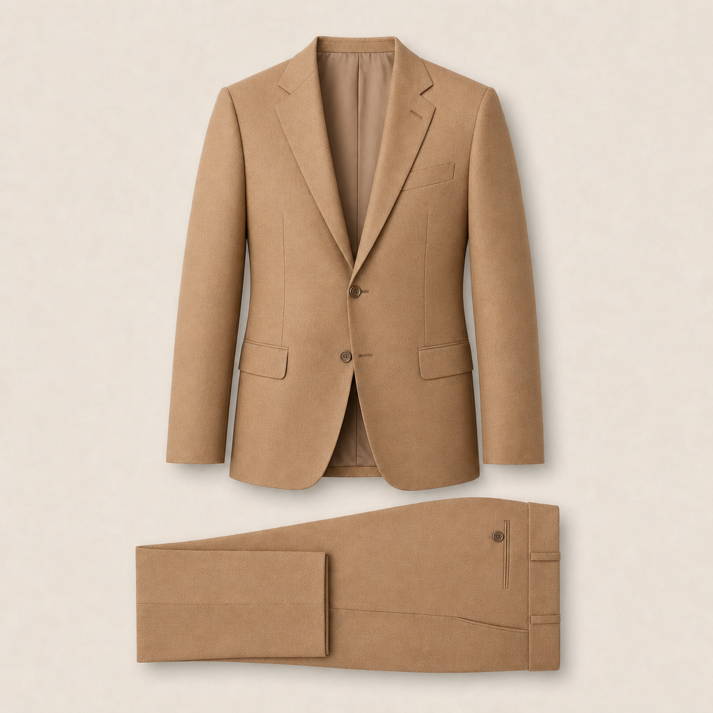 T7315 two-piece suit — Light Brown merino wool
