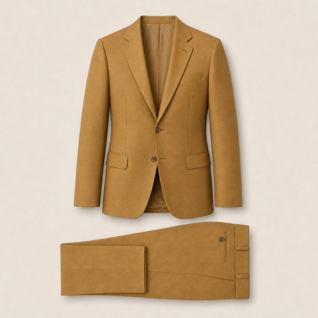 T7316 two-piece suit — Gold merino wool