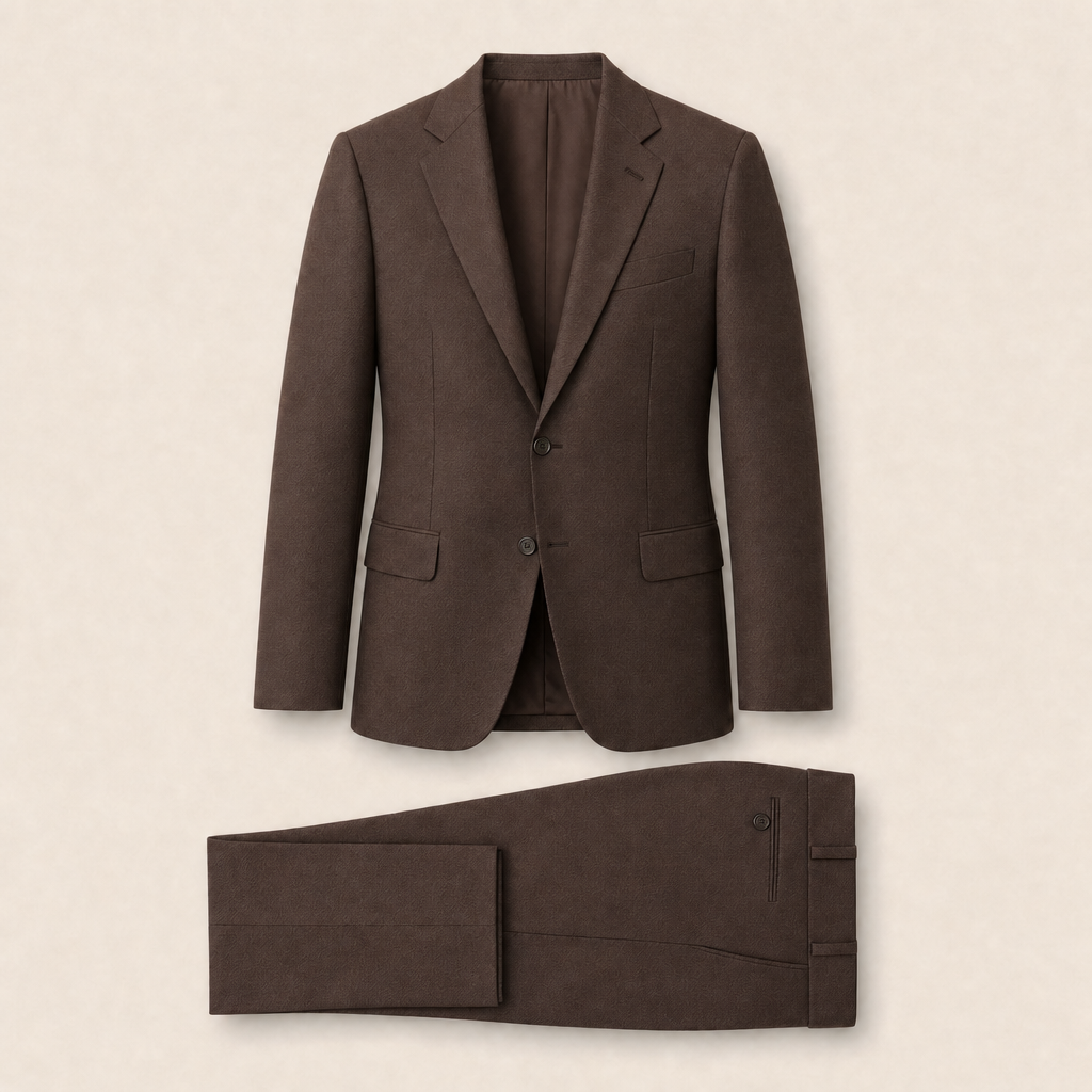 T7319 two-piece suit — Dark Brown merino wool