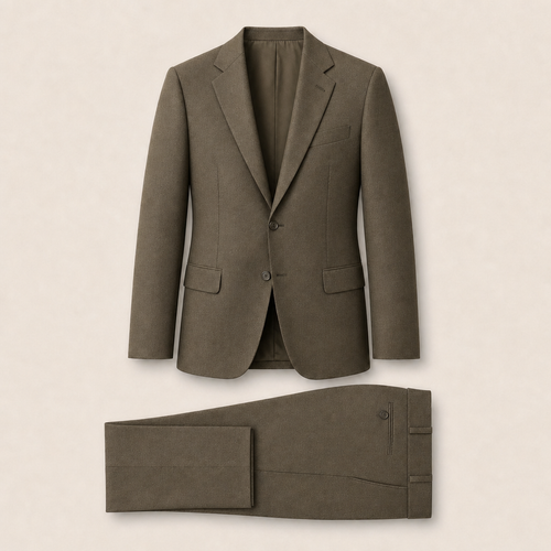 T7322 two-piece suit — Tan merino wool