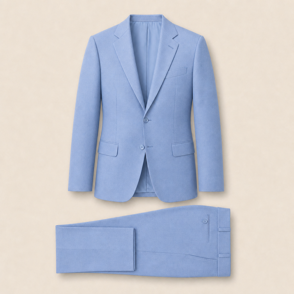 T7326 two-piece suit — Light Blue merino wool
