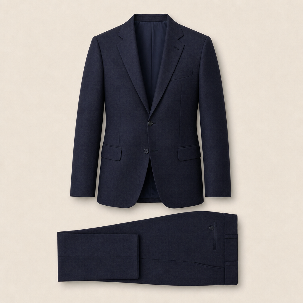 T7332 two-piece suit — Navy Blue merino wool