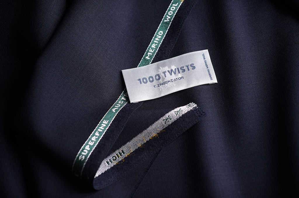 T7332 fabric swatch — Navy Blue , 290 gsm, Draperì Corsini