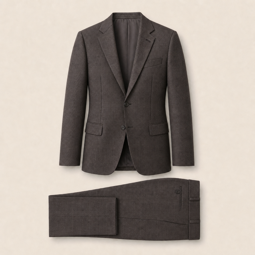T7335 two-piece suit — Brown merino wool
