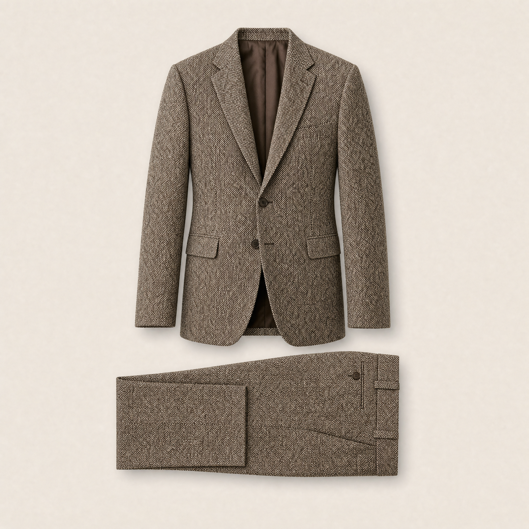 Tammel two-piece suit — Light Brown wool blend
