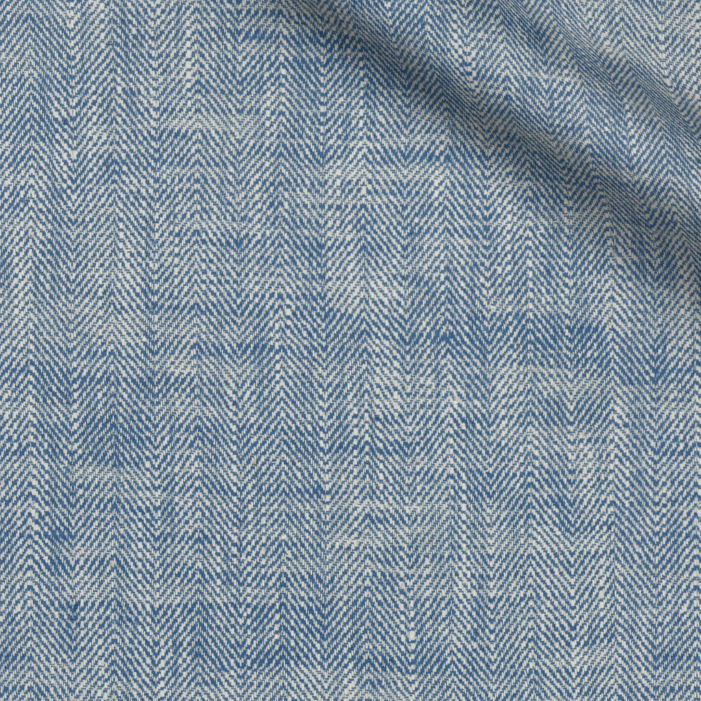 Trinidad fabric swatch — Mid Blue Herringbone, Piero Tallini