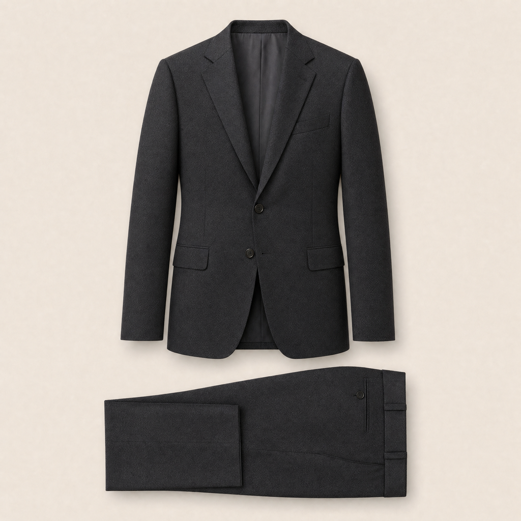 Wilkerson two-piece suit — Black technical, on model