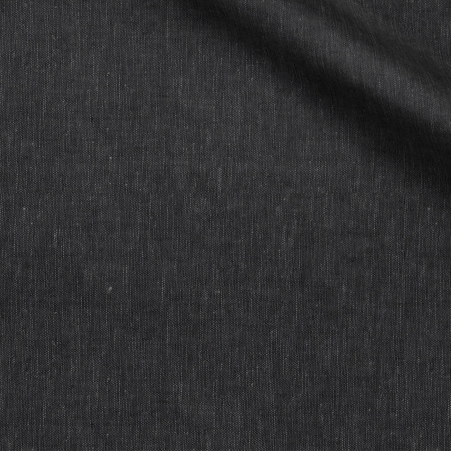 Wilnua fabric swatch — Black plain weave, 206 gsm, Draperì Corsini